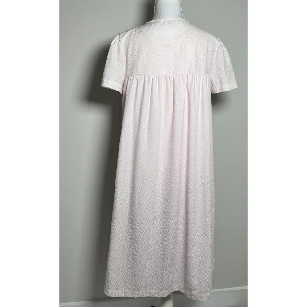 Vtg Carole Pink Seersucker Nightgown Housecoat Set Sz‎ S USA Pocket Cottagecore